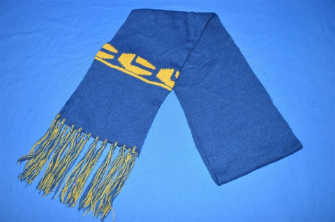 80s Blue and Yellow Tassel Winter Scarf