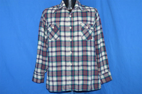 70s Blue Red Green Plaid Shirt Youth Extra Large