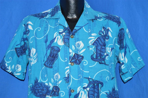 50s Hookano Polynesian Sailboat Pineapple Aloha Shirt Medium