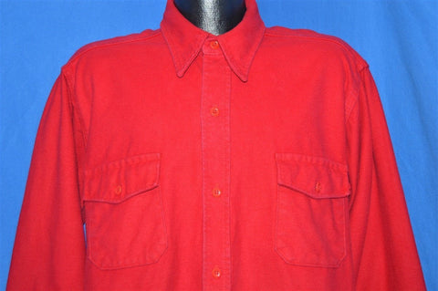 80s Red Heavy Flannel Camping Button Down Shirt Extra Large