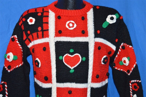 90s Sister Sister Heart Flowers 3D Ugly Sweater Youth Large