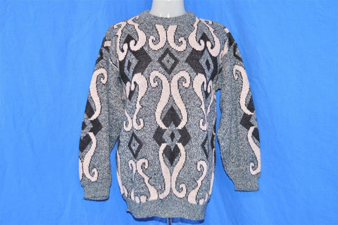 90s Justin Allen Grey Pink Diamond Pattern Ugly Sweater Women's Medium