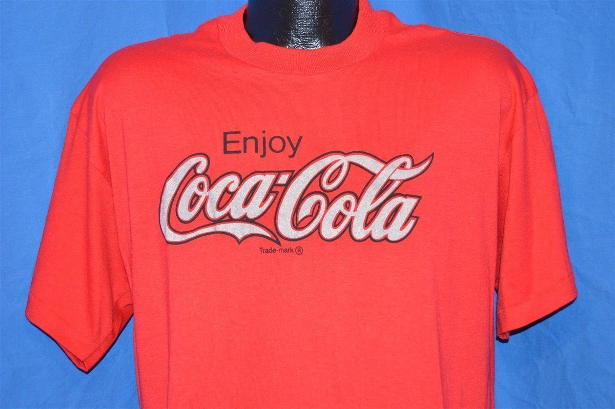 90s Coca Cola Cursive Logo t-shirt Large - The Captains Vintage