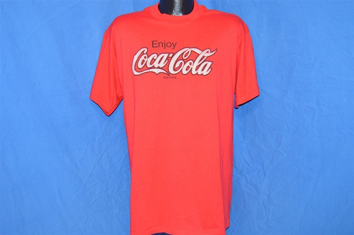 90s Coca Cola Cursive Logo t-shirt Large - The Captains Vintage
