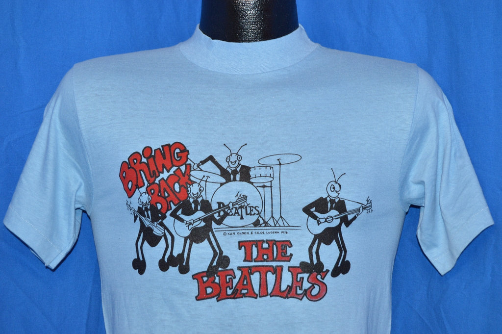 70s Bring Back the Beatles David Peel 1976 Rock Album Light Blue t-shirt  Small