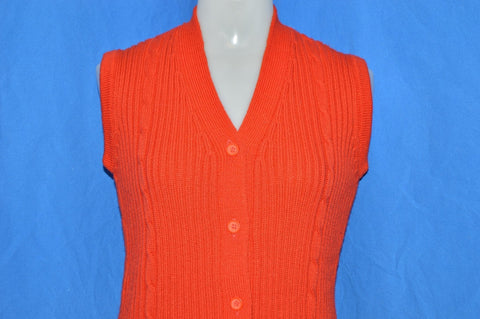 70s Red Cable Knit Sweater Vest Women's Small - Medium