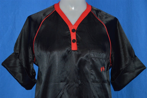 80s Hang Ten Black Red Acetate Polo Shirt Women's Medium