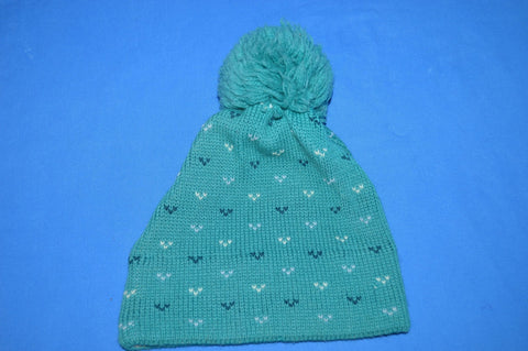 80s Wigwam Turquoise Wool Bobble Winter Hat