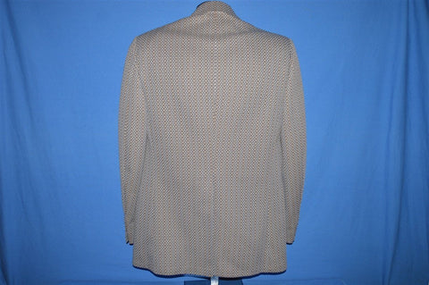 70s Blue White Brown Polyester Patterned Suit Jacket Medium