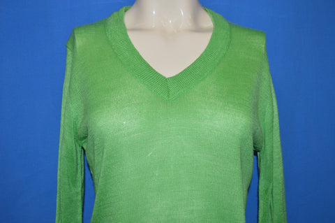 70s Green V-Neck Lady Pickering Women's Sweater Medium