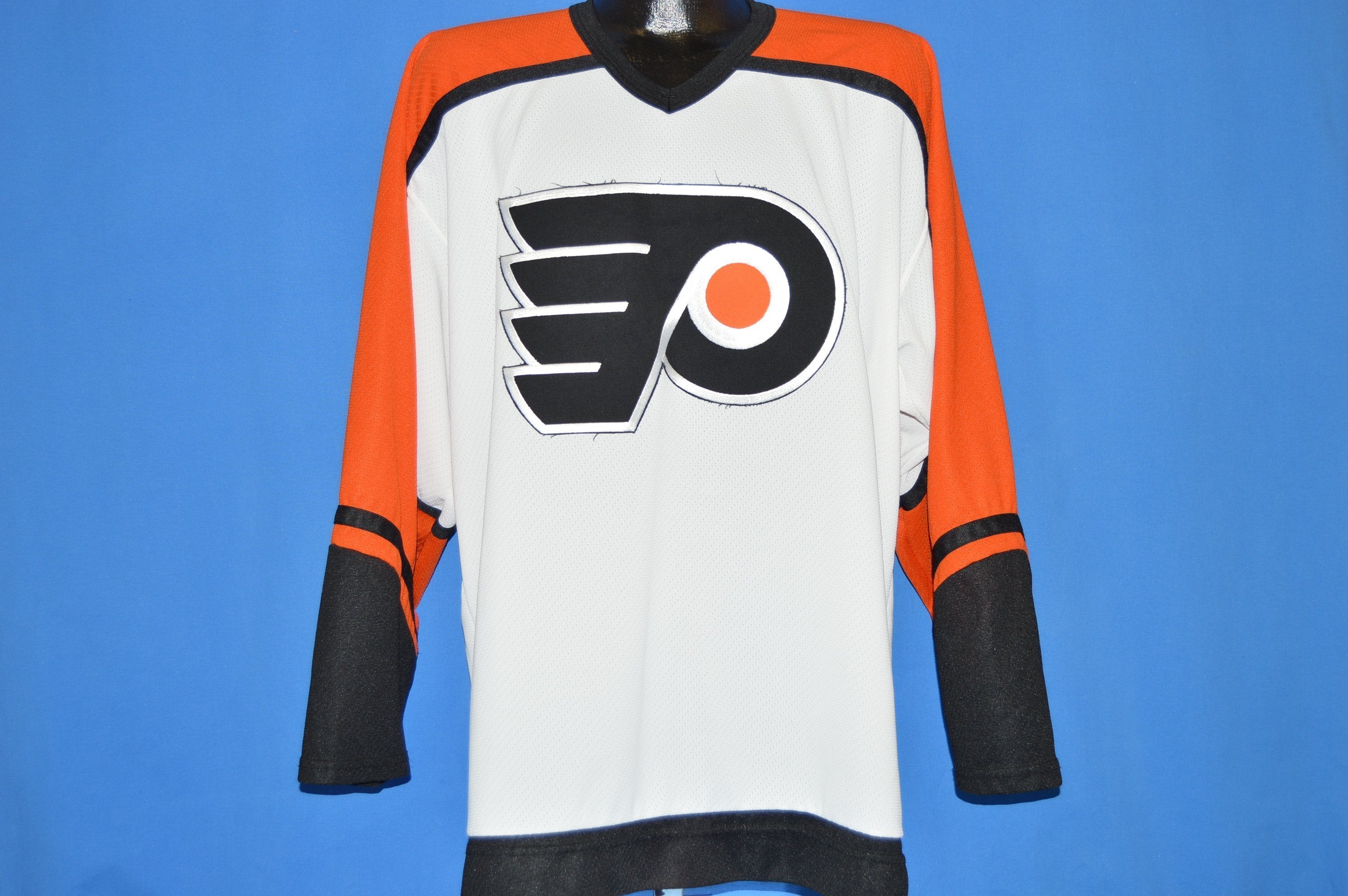 New NHL Philadelphia Flyers old time jersey style mid weight cotton hoody  men XL