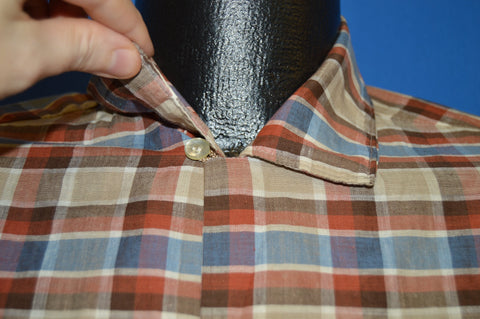 50s California Loop Collar Plaid Button Down shirt Large