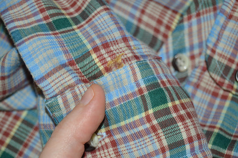 80s Sears Blue Green Plaid Button Front shirt Large