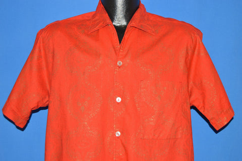 60s Sears Red Gold Loop Collar Hawaiian shirt Medium