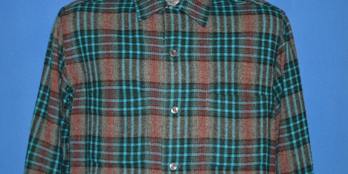 50s Penney's Towncraft Shadow Plaid Wool Shirt Medium – The