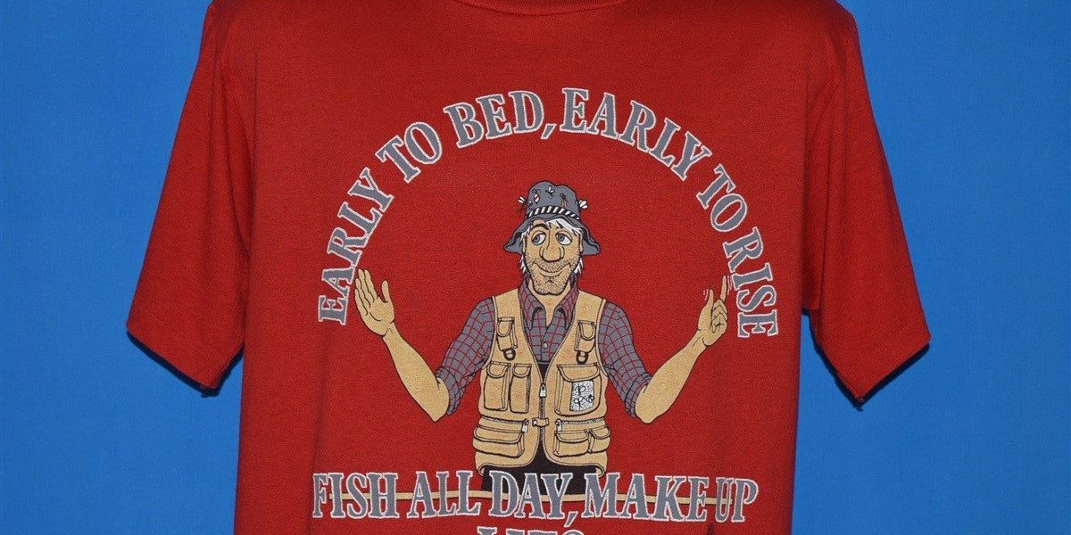 80s Fishing Early to Bed Early to Rise t-shirt Large – The Captains Vintage