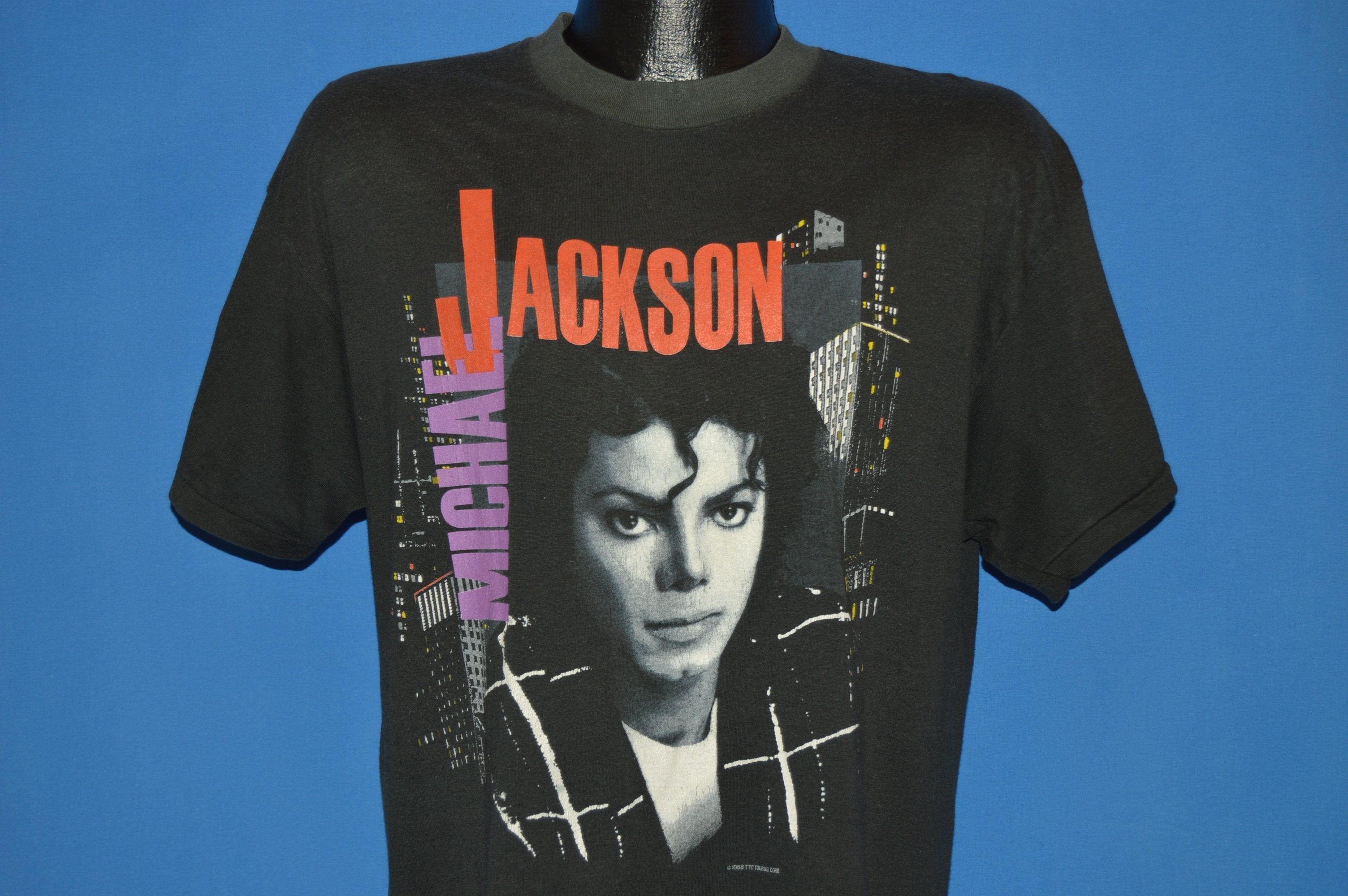 vintage 80s MICHAEL JACKSON DANGEROUS CONCERT T-Shirt LARGE single stitch